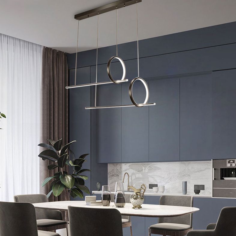Modern Minimalist Style Linear Island Light Fixture Metal Pendant Light