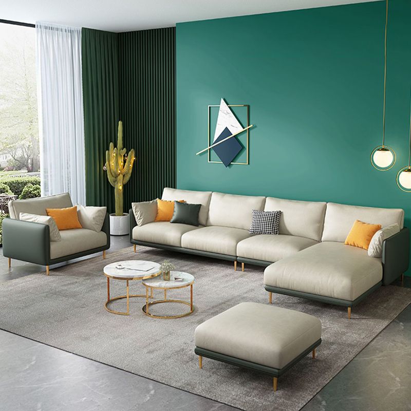 66" Wide Glam Sectional Sofa Leather L-Shape Stain-Resistant Sectionals