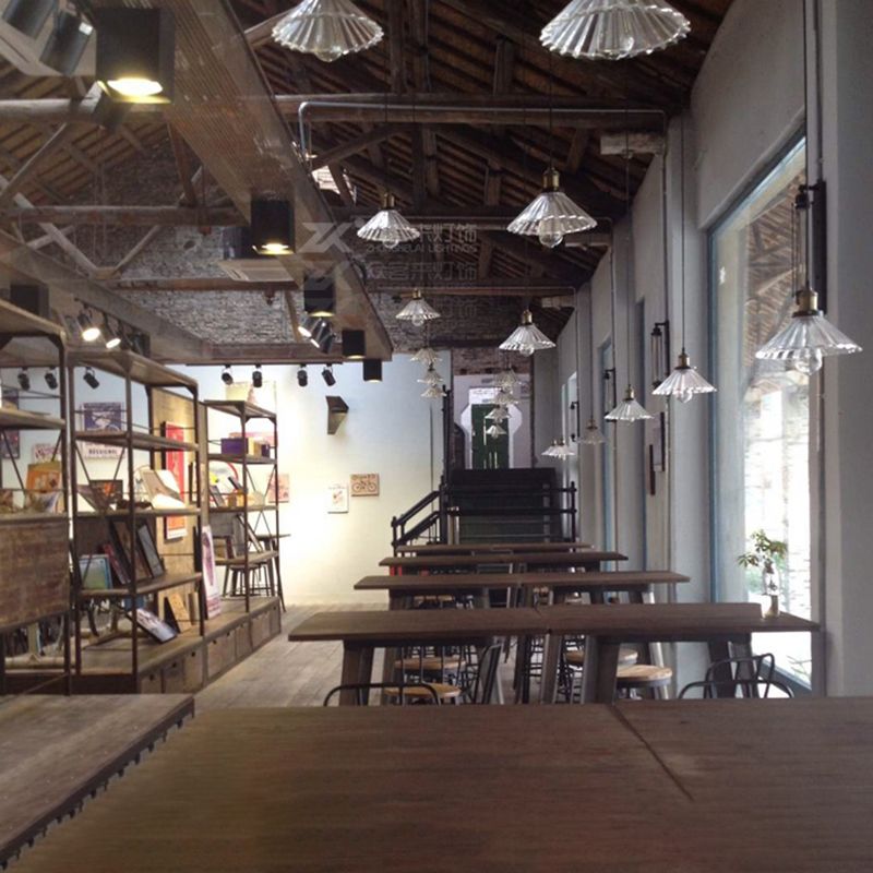 Luce a sospensione conicerosa a ciondolo industriale vetro trasparente in ottone a 1 bulbo a soffitto appeso