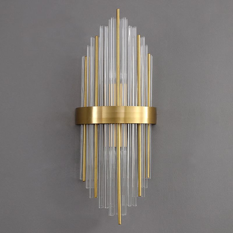 Post-Modern Wall Sconce Gold Wall Light Fixture with Crystal for Bedroom