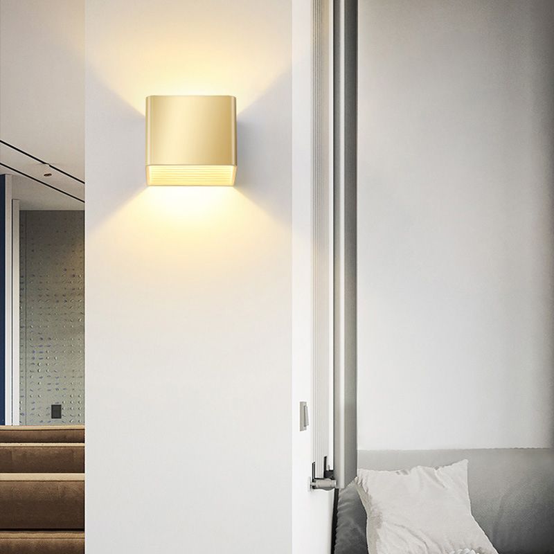 Modern Golden Wall Mounted Sconce Rectangle 2 Lights Shaded Wall Light