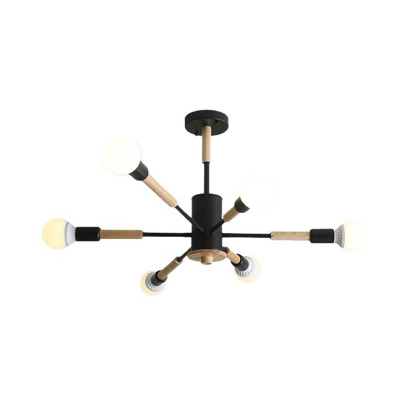 Black/Green/Grey/White Sky Bang Pendant Lighting Nordic Style Wooden Chandelier for Living Room Foyer