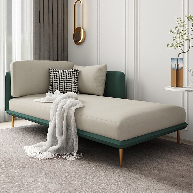 Nordic Style Faux Leather Chaise Square Arms Chaise in Solid Color