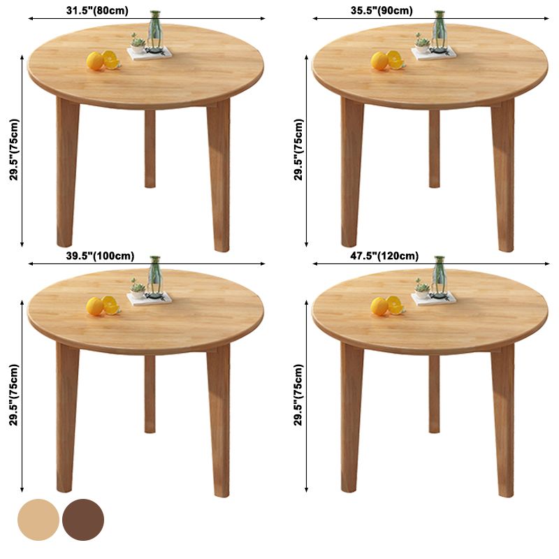 Round Wood Color Dining Table Simplicity Solid Wood 4 Legs Table for Dining Room
