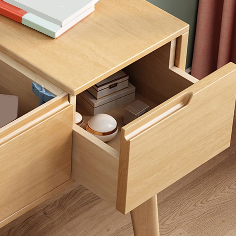 Solid Wood Mirrored Vanity and Stool Scandinavian Dressing Table