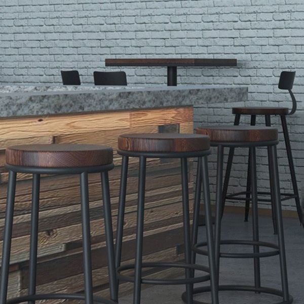 Industrial Armless Backless Counter Stool Iron Cashier Bar Stool with Seat and Pedal