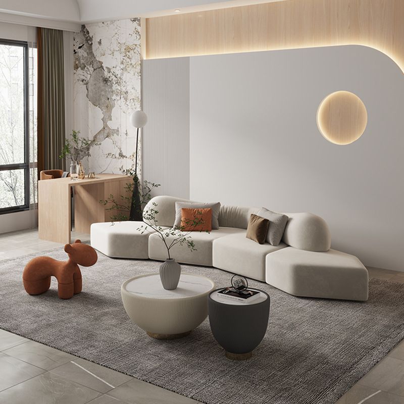 33" Wide Glam Sectional Sofa White Leather Sleeper Sectional