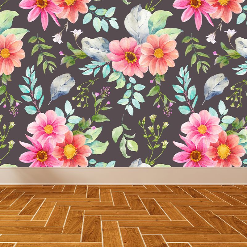 Modern Blossom Flower Print Mural Wallpaper Pastel Color Florentine Wall Covering