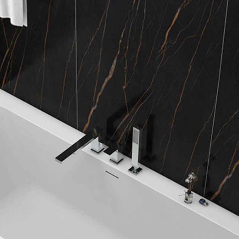 Modern Style Stone Soaking Bathtub Rectangle Back to Wall Bathtub