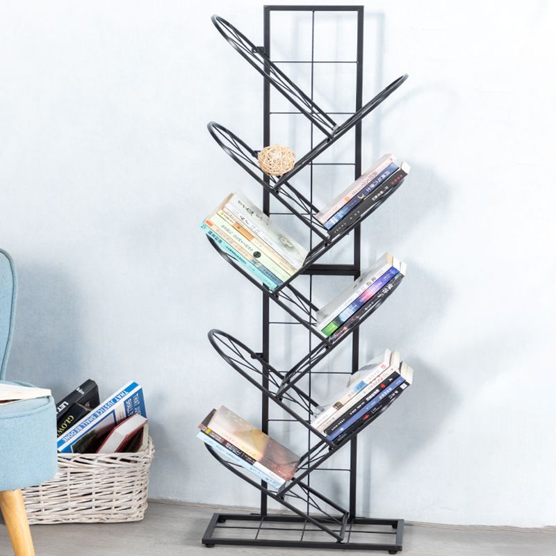 Scandinavian Metal Bookshelf Standard Closed Back Bookcase with Shelves