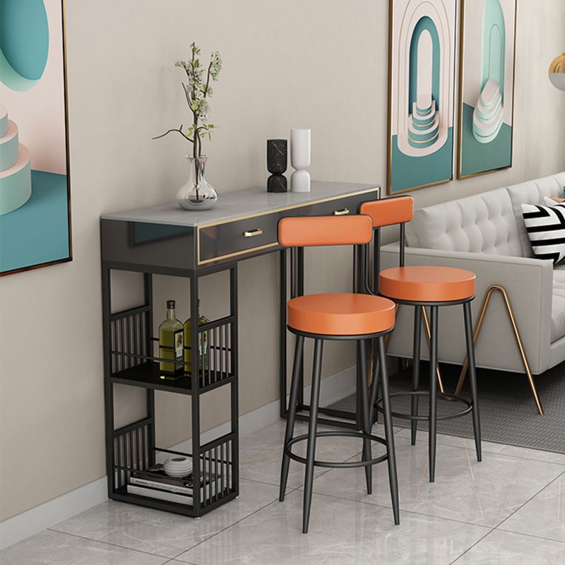 Scandinavian Upholstered Metal Counter Stools Low Back Bar Stools with Round Seat