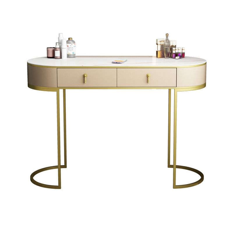 Wood and Metal Vanity Table Luxurious Makeup Desk with 2 Drawers