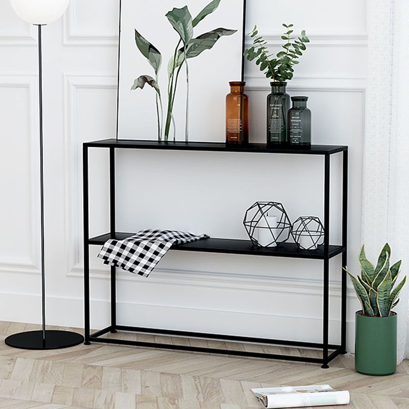 Contemporary Metal Bookshelf Etagere Open Back Bookcase with Shelves