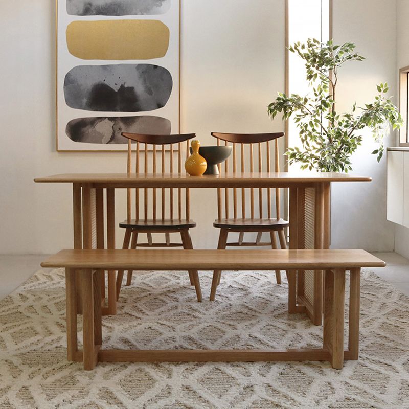 Modern Oak Table for Restaurant Rectangle Dining Table with Double Pedestal