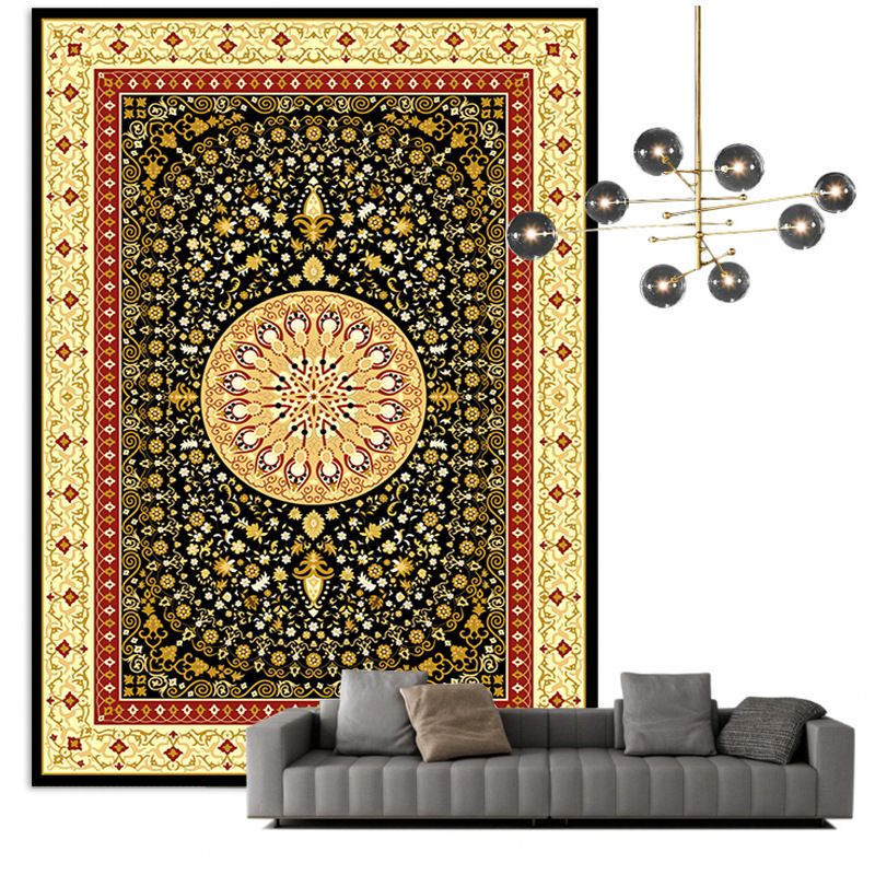 Traditional Multi Color Moroccan Rug Polypropylene Flower Carpet Anti-Slip Backing Pet Friendly Stain Resistant Rug for Living Room