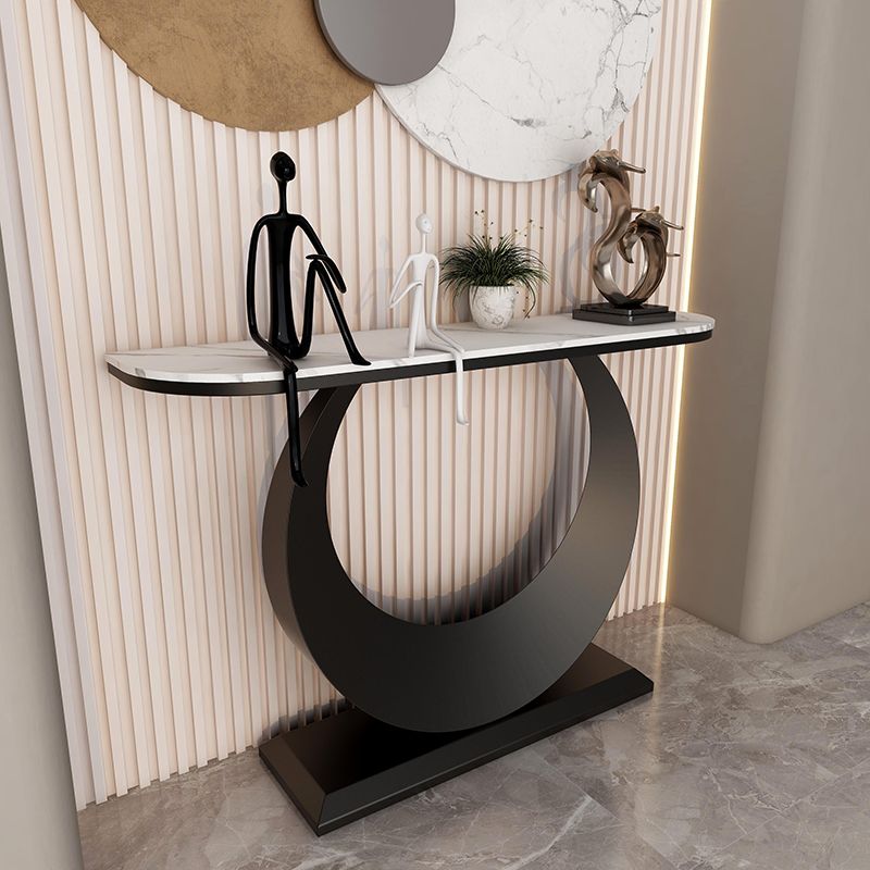 Modern Half Moon Console Table Antique Finish Console Sofa Table