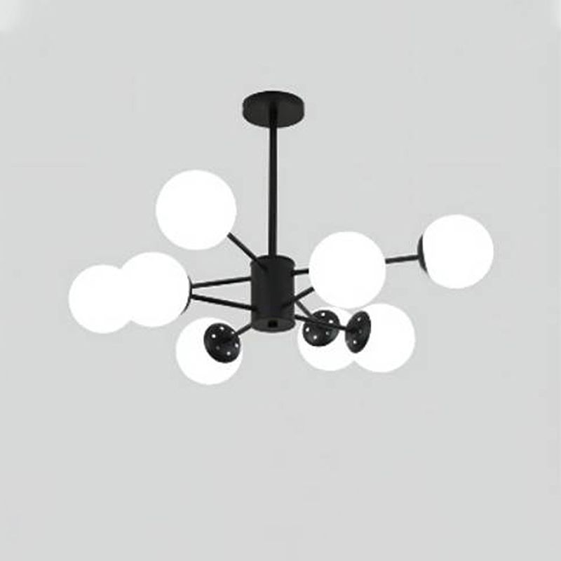 Multi Light Spherical Branch Hanging Lights Modern Style Glass Hanging Lighting in Black