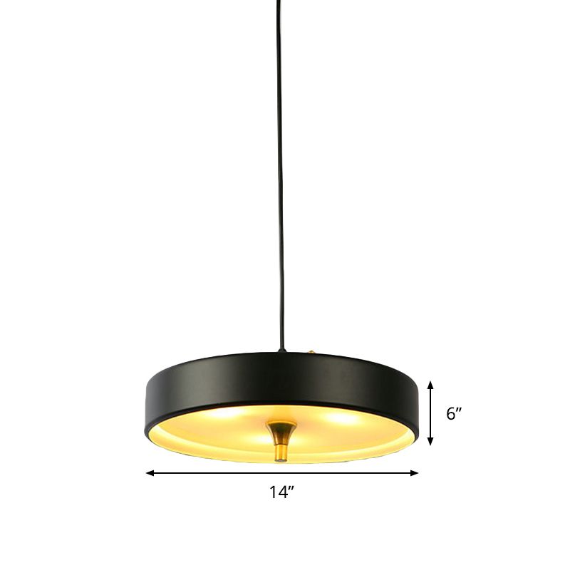 Modern Disk Pendant Light Fixture Blue/White/Black Metal 1 Light Hanging Lamp Kit for Bedroom