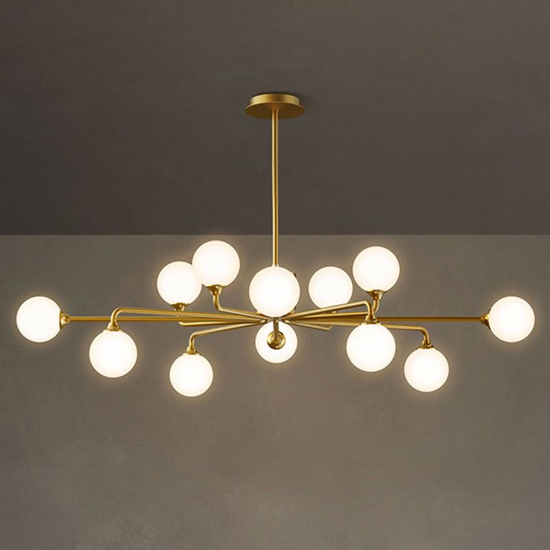 Modern Minimalist Chandelier Light Fixture Spherical White Glass Ceiling Chandelier for Living Room