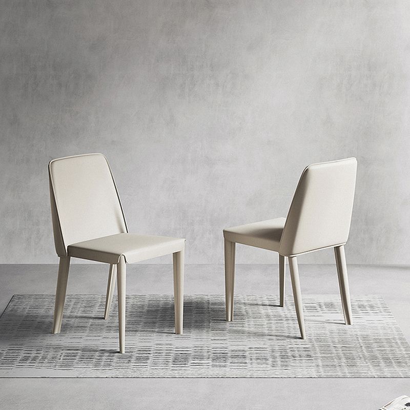 Sillas de comedor de cuero contemporáneas, silla con respaldo sólido sin brazos para cocina