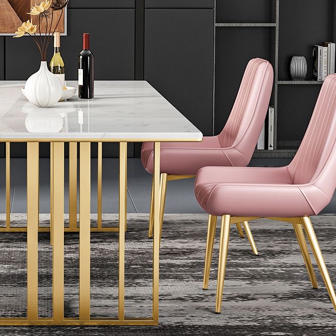 Metal Traditional Luxury Rectangle Table Sintered Stone Indoor Table for Kitchen and Dining Room