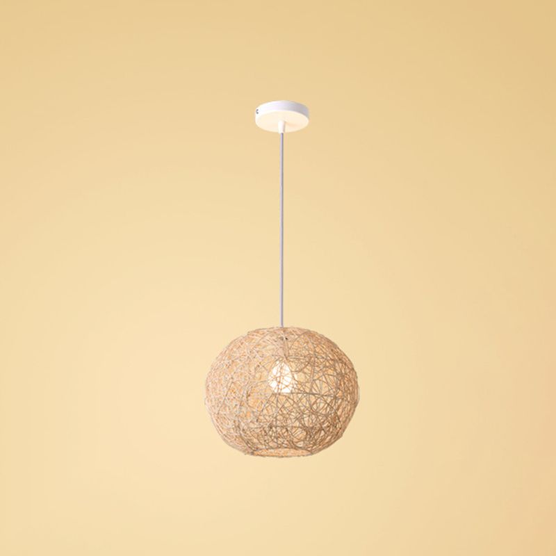 Asian Style Global Hanging Pendant Lights Rattan Fiber 1 Light Ceiling Pendant Lamp