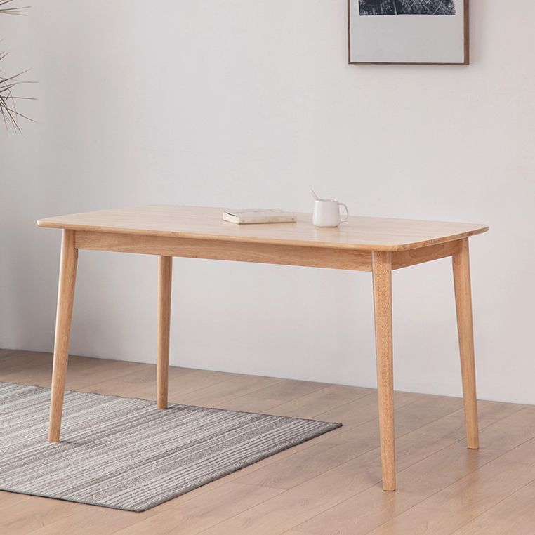 Mesa de comedor contemporánea Rectángulo de madera de goma de madera maciza 4 patas Mesa para el hogar