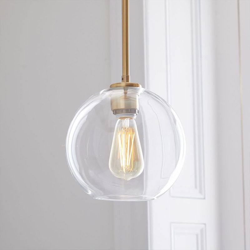 Glass Globe Pendant Light in Modern Artistic Style Electroplate Iron Hanging Lamp