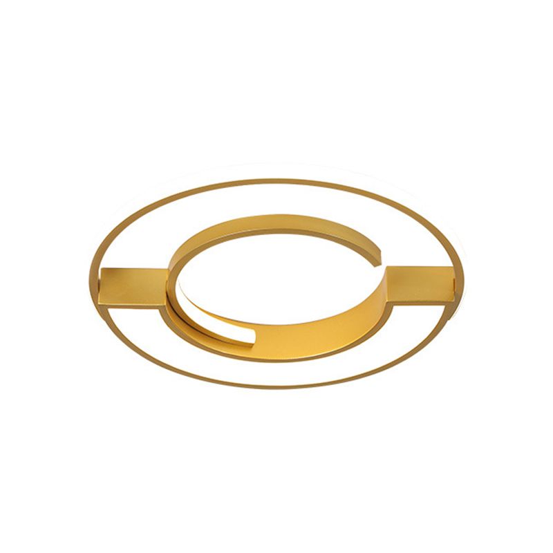 Aluminum Circular Splicing Ceiling Lamp Contemporary Gold Finish 16.5"/20.5" Dia LED Flushmount Lighting in Warm/White Light