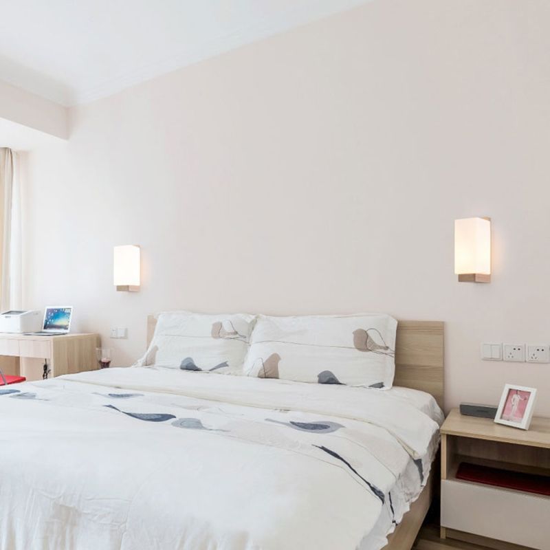 Rectangular Wall Sconce Lighting Modern Style Wood 1 Light Wall Mounted Light