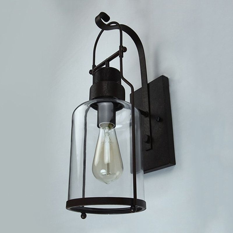 Industrial Style Wall Light Glass Shade Light Sconce Light Fixture for Sitting Room