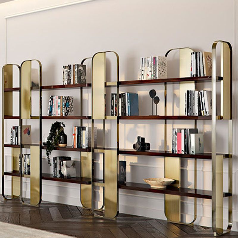 4 Shelves Contemporary Bookcase Standard Metal Open Back Bookshelf