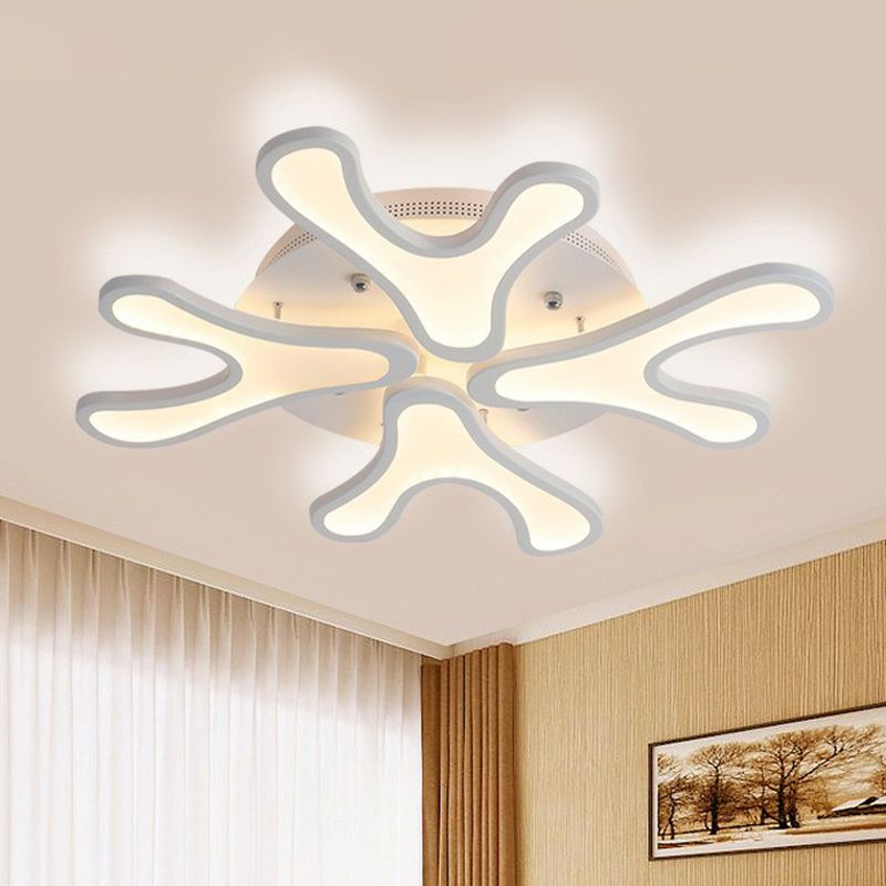 Acrylic Coral LED Semi Flush Lighting Modern Style White Ceiling Mounted Light Fixture