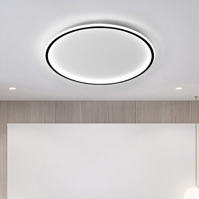 Runde Unterputz-Beleuchtung, minimalistische LED-Deckenleuchte aus Aluminium in Schwarz und Weiß