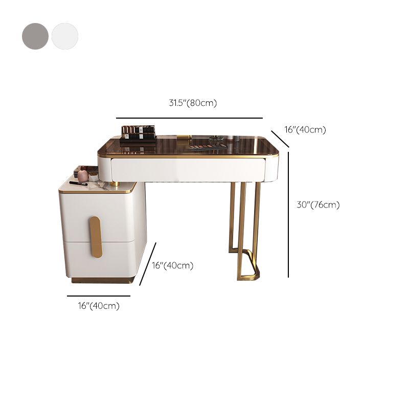 Glam Glass Bedroom Vanity Desk 4 Drawer Vanity Dressing Table