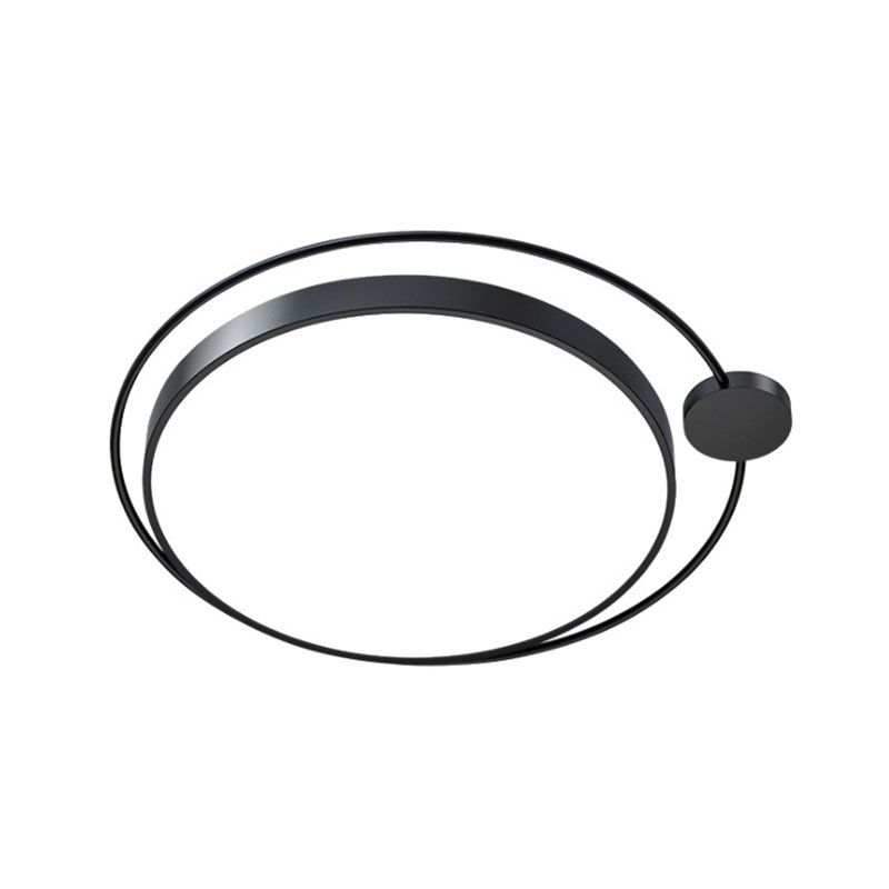 Ring LED Flush Mount Light Contemporary Metal Bedroom Ceiling Light Flush Mount in Black