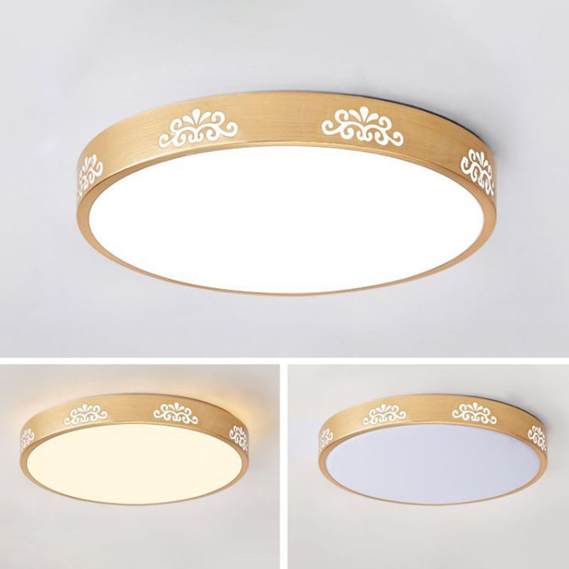 Minimalist LED Flush Mount Drum Light Aluminum Flush Mount Ceiling Light for Living Room