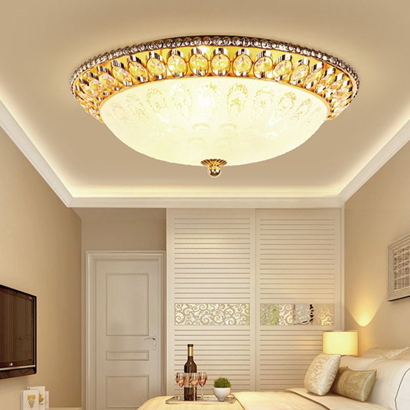 Modern Crystal Style Flush Mount Light Simplicity LED Ceiling Lamp for Bedroom