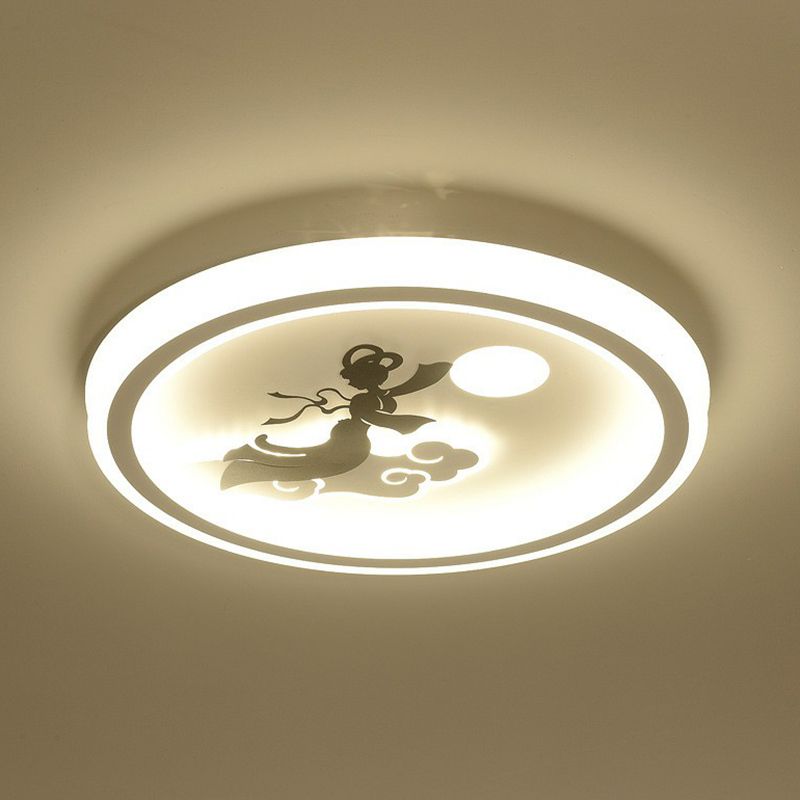 Plafonnier circulaire pour chambre à coucher en métal de style nordique, luminaire LED à encastrer en blanc