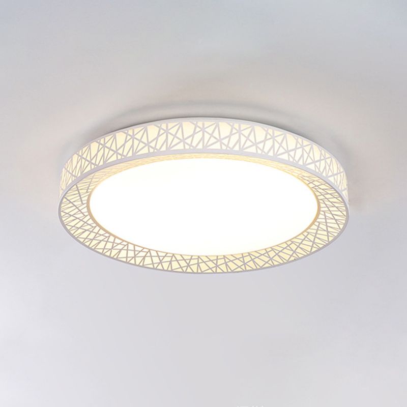 Lampada da incasso a nido d'uccello in ferro sottile moderna bianca da 16 "/ 19,5" ampia lampada da soffitto a superficie LED con diffusore da incasso