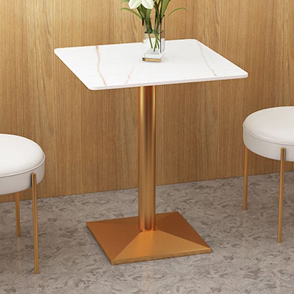 Traditional Luxury Dining Table White Sintered Stone Table with Metal Base