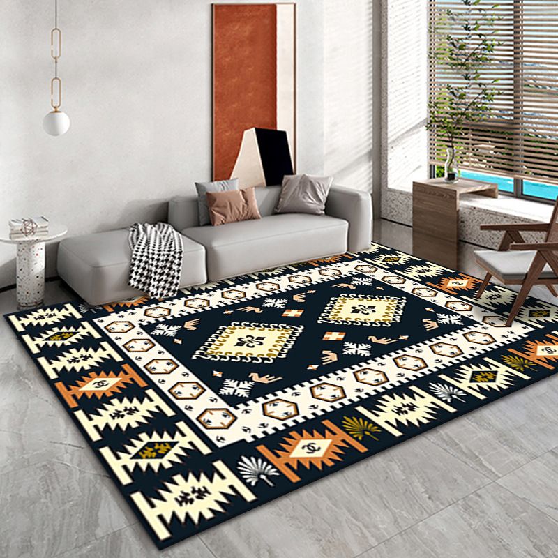 Bohemian Living Room Area Carpet American Pattern Polyester Area Rug Stain Resistant Rug