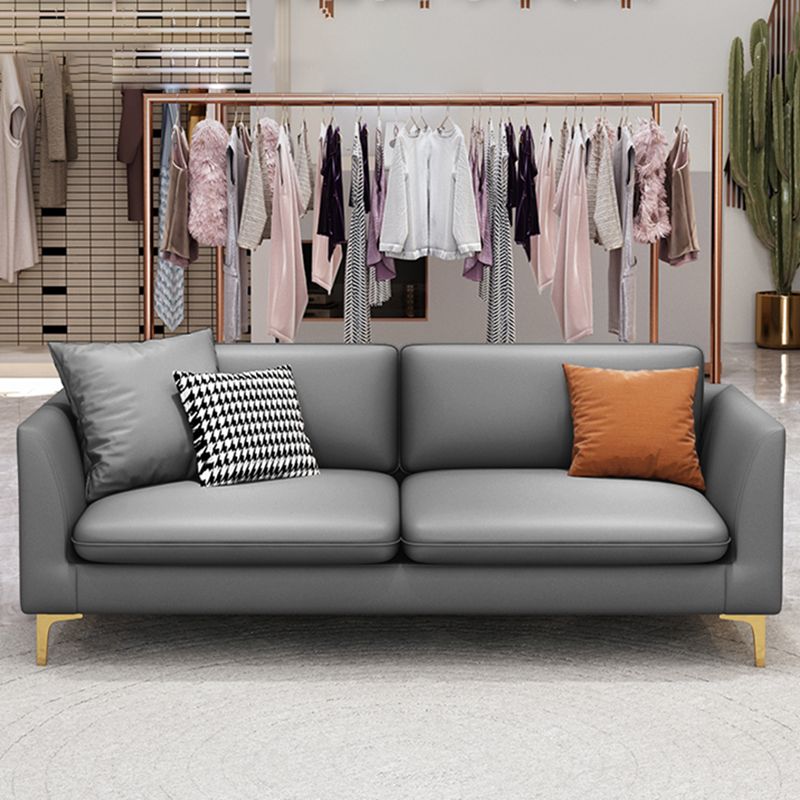 Gold Modern Fabric Sofa with Bolster Pillows 29.53"High Square Arm Sofa