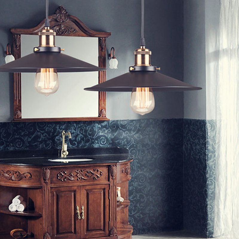 Industrial Country Style 1-Light Pendant Light Barn Chandelier Iron Hanging Lights for Bedroom