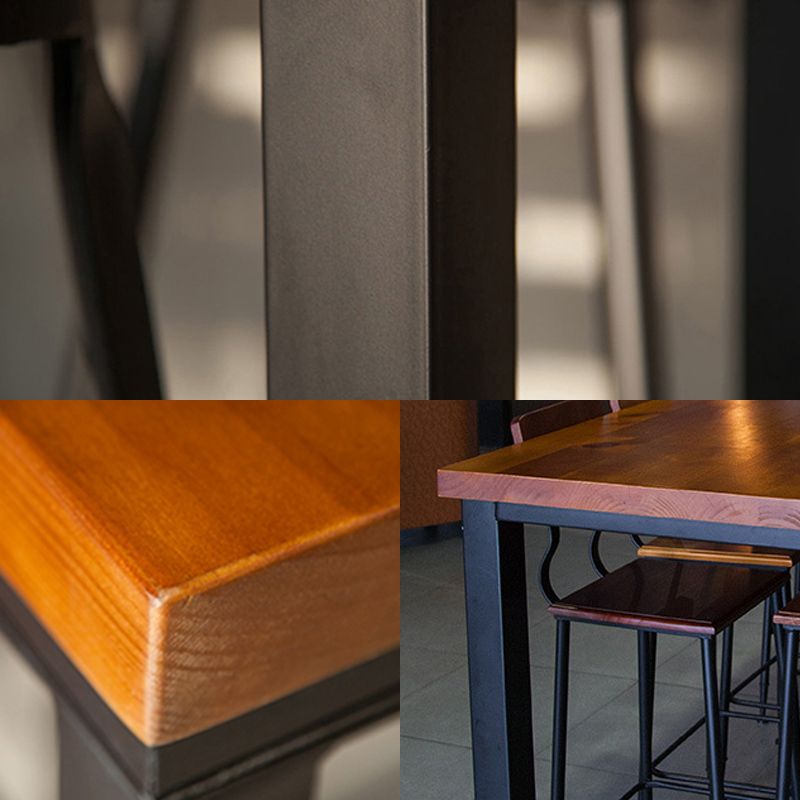 Wood Top Bar-height Table Black and Metal Legs Bar Table for Patio Use