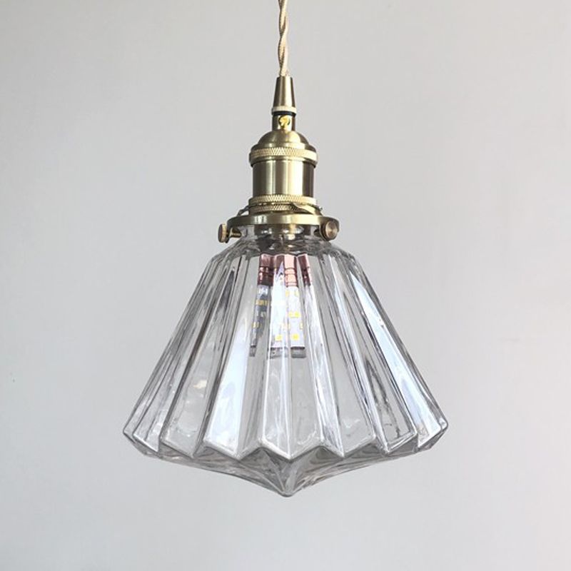 1 Licht hängende Licht im industriellen Schulhaus Anhänger Form Prismatische Glasleuchten