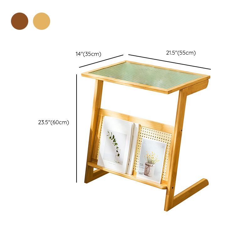 Rustic Rectangular Side Table Abstract 21.65 inch Wide End Table