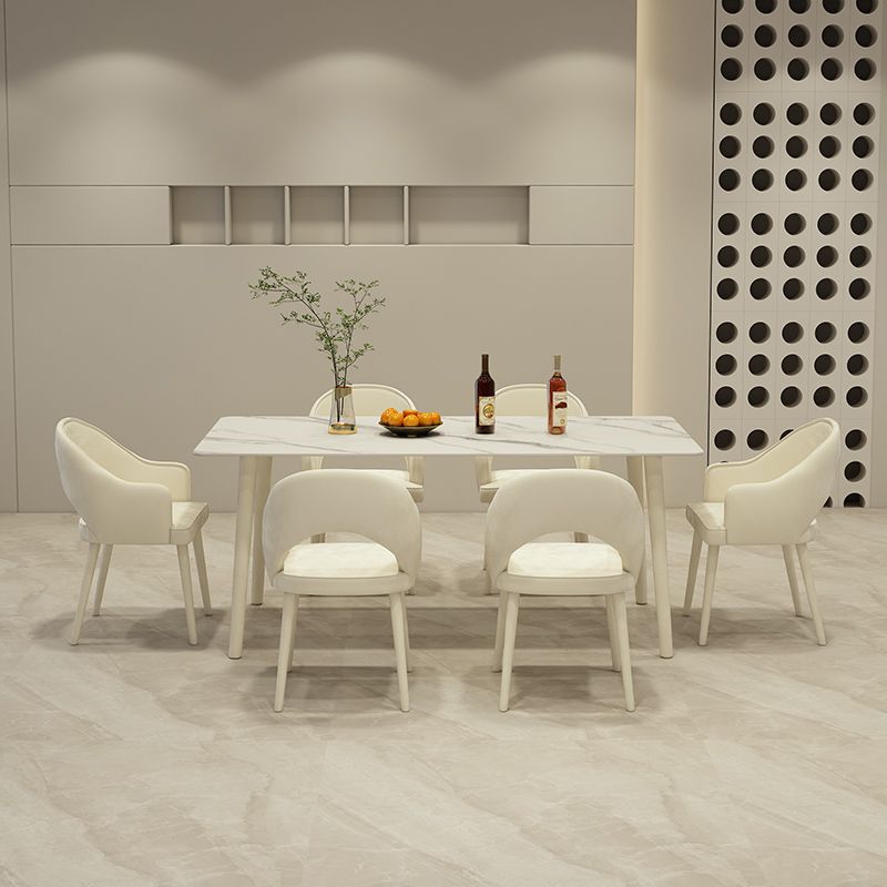 Modern Rectangle Stone Dining Table 1/5/7 Pieces Dining Set for Cafe