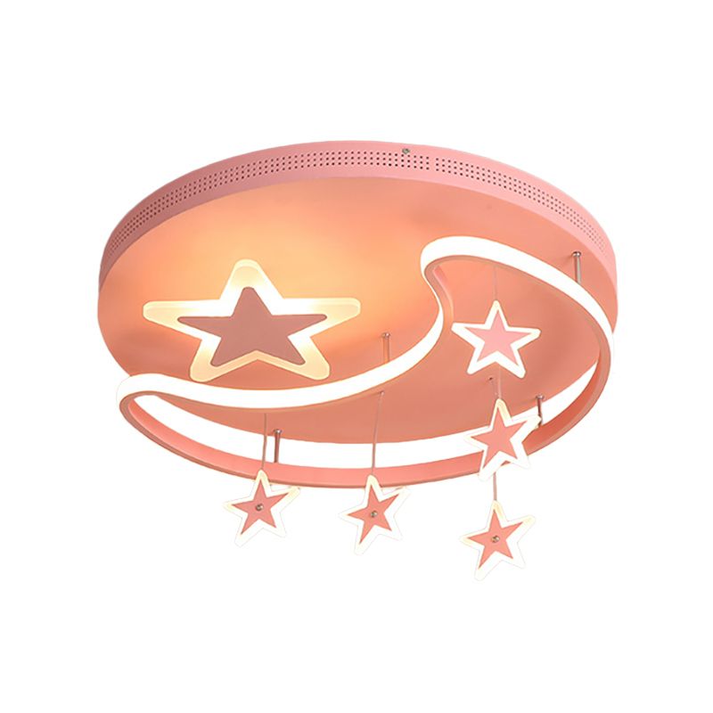 Nordic Moon and Star Ceiling Light Fixture Acrylic Flush Mount Ceiling Light for Kindergarten