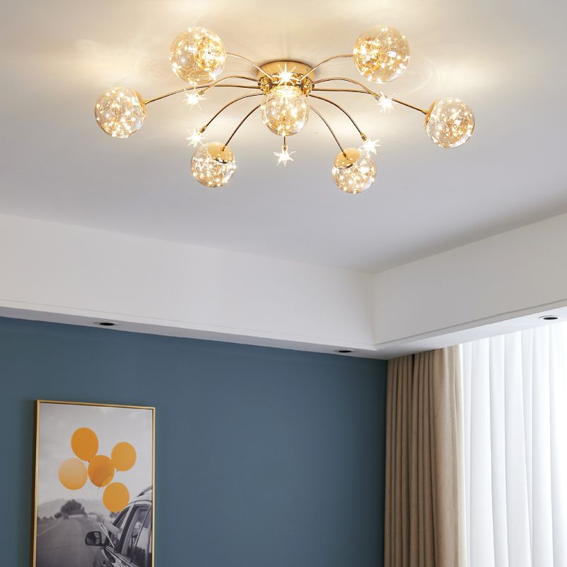 Plafonnier LED de forme radiale, montage encastré en fer moderne pour salon et chambre à coucher